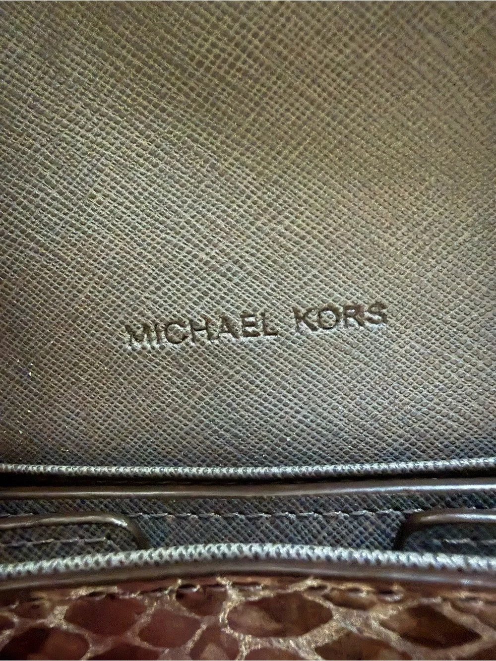 Michael Kors Gray Python-Embossed Envelope Crossbody Bag